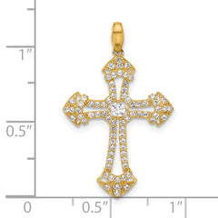 10K Polished CZ Fancy Cross Pendant