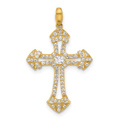 10K Polished CZ Fancy Cross Pendant