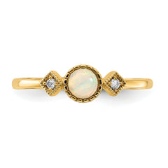 10K Polished CZ and Opal Ring