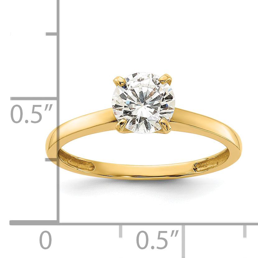 10K Polished Round CZ Solitaire Ring