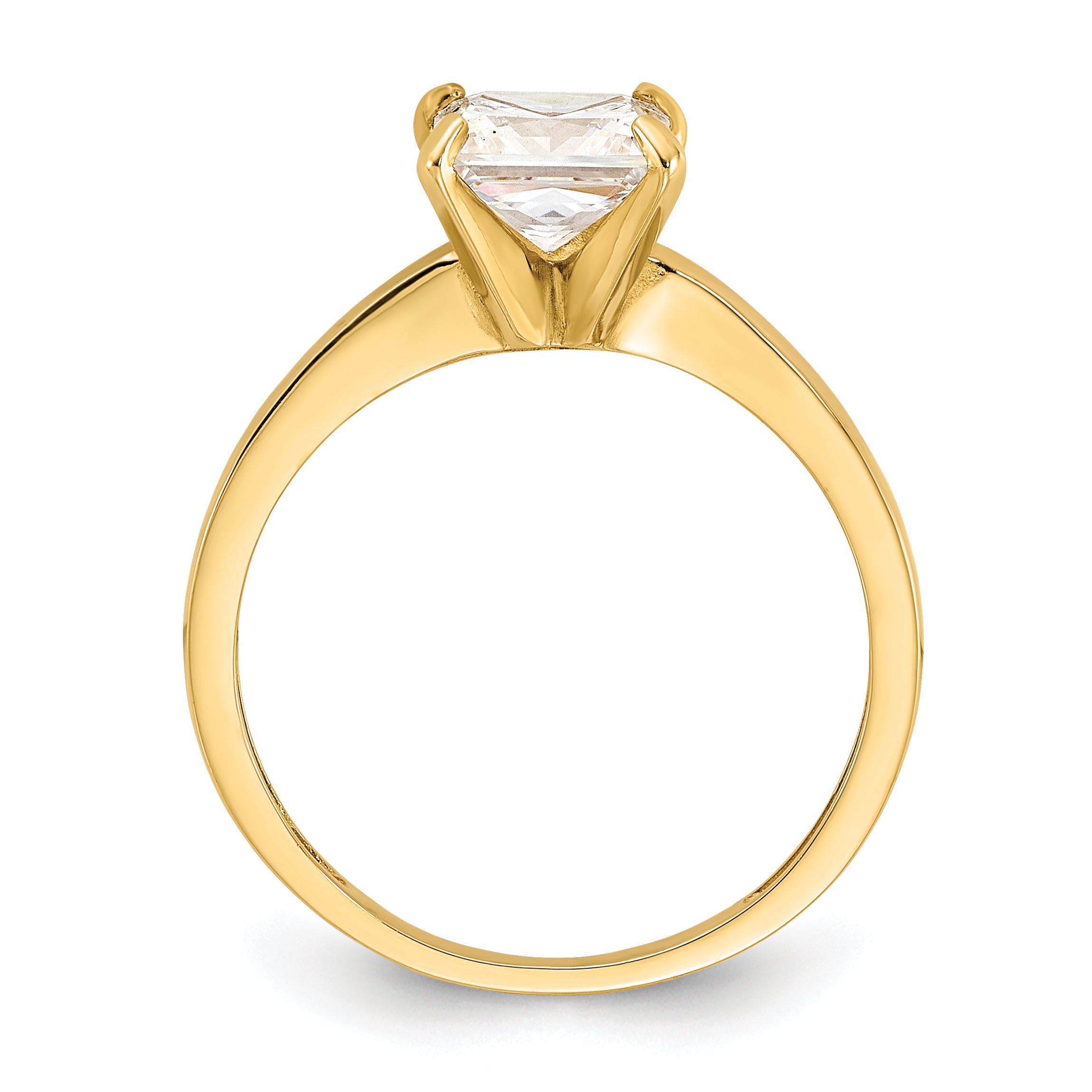 10K Polished Square CZ Solitaire Ring