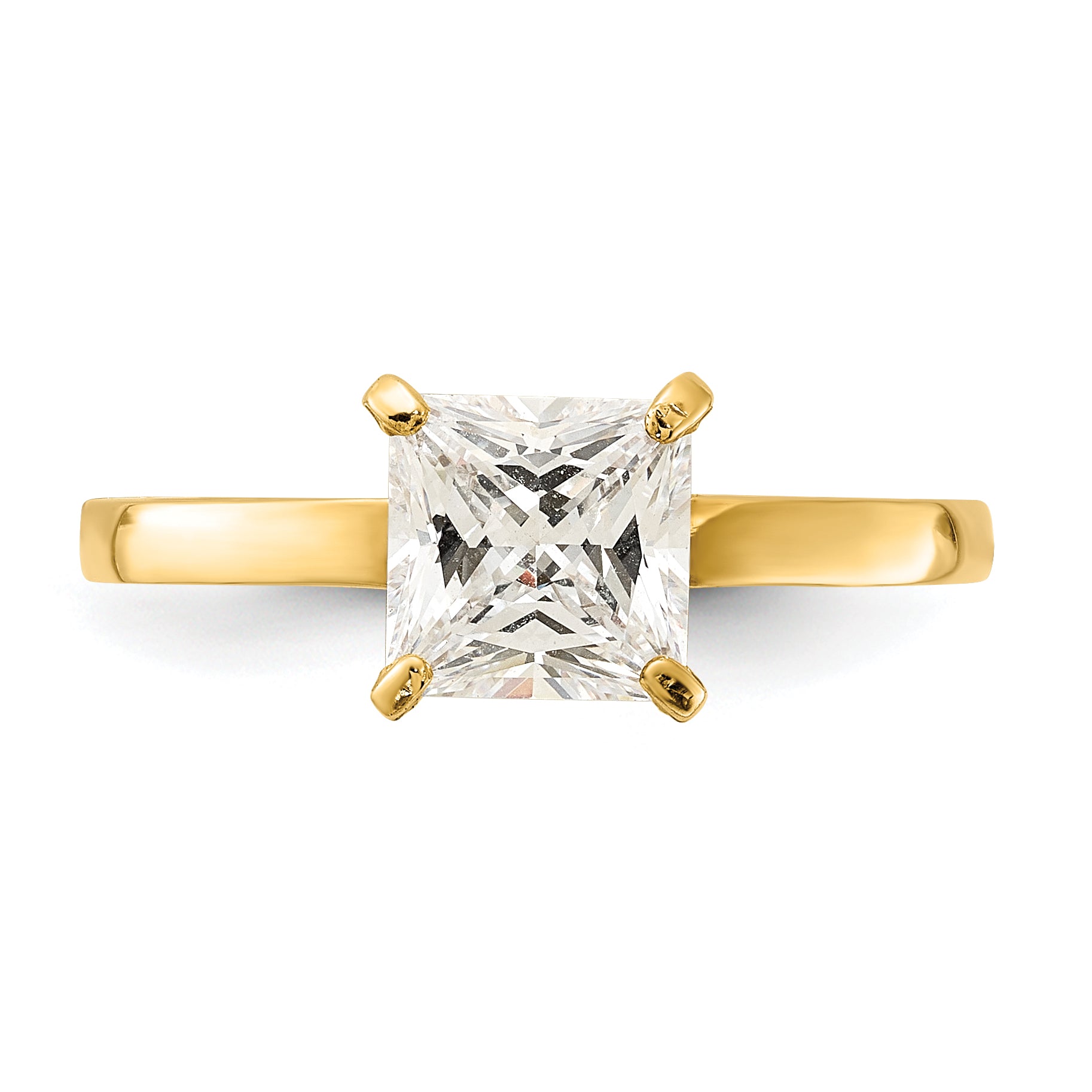 10K Polished Square CZ Solitaire Ring