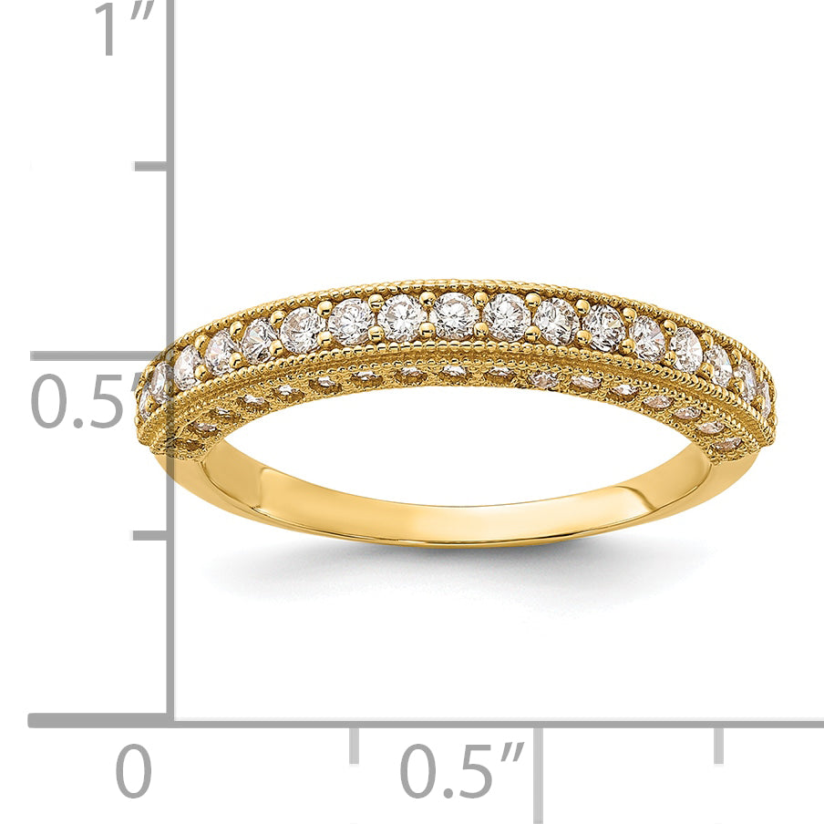 10K Polished CZ Beaded Edge Band