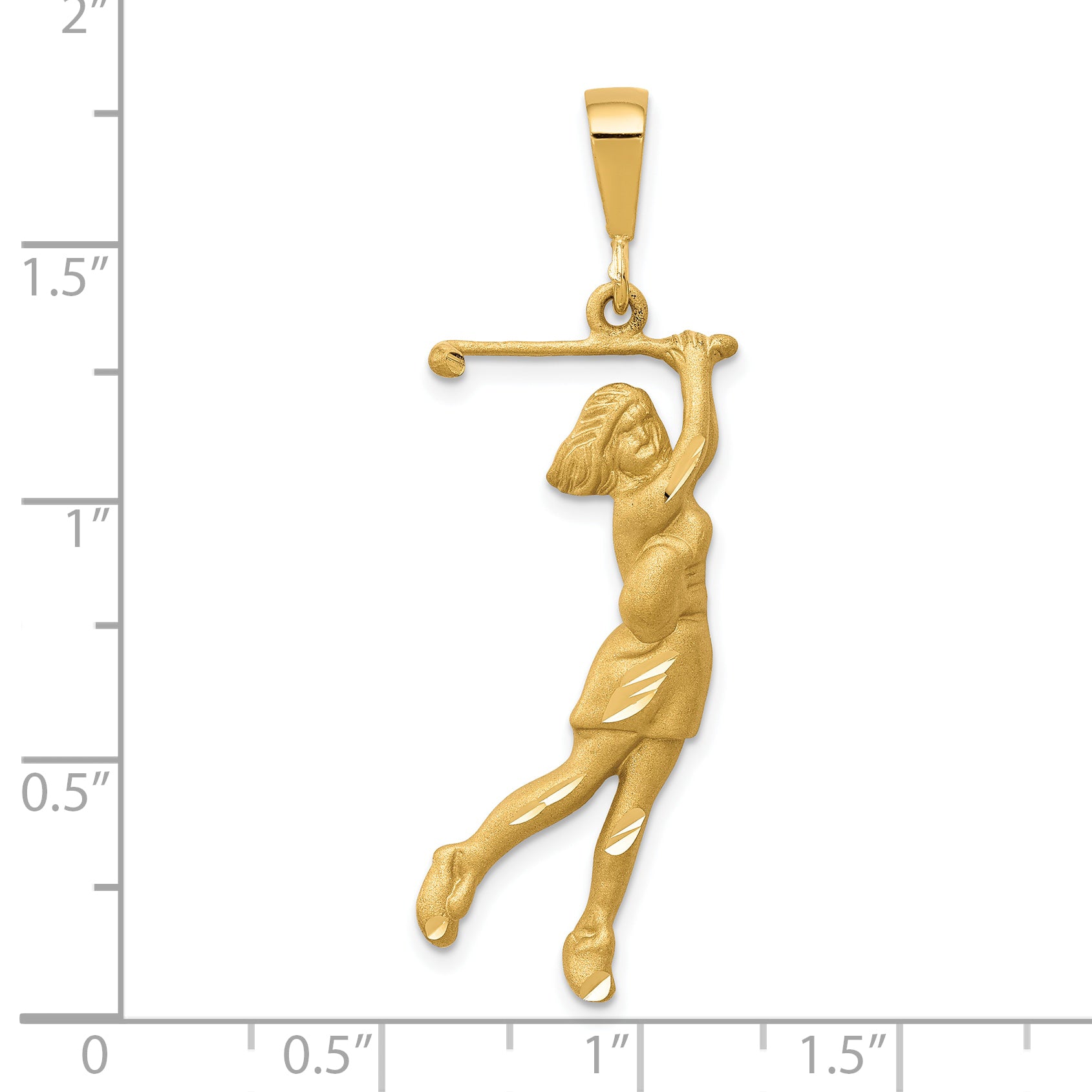 10K Gold Polished Golfer Charm Solid Pendant by Sophia Jewelers