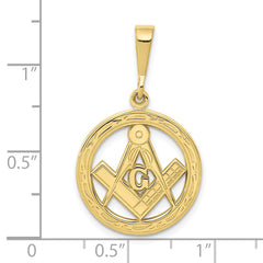 10k Polished and Textured Masonic Symbol Pendant