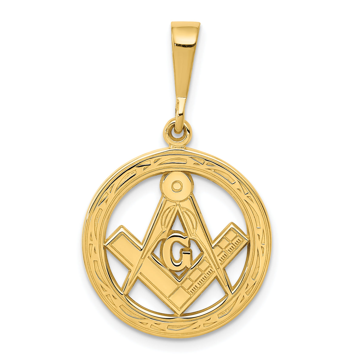 10k Polished and Textured Masonic Symbol Pendant