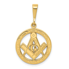 10k Polished and Textured Masonic Symbol Pendant