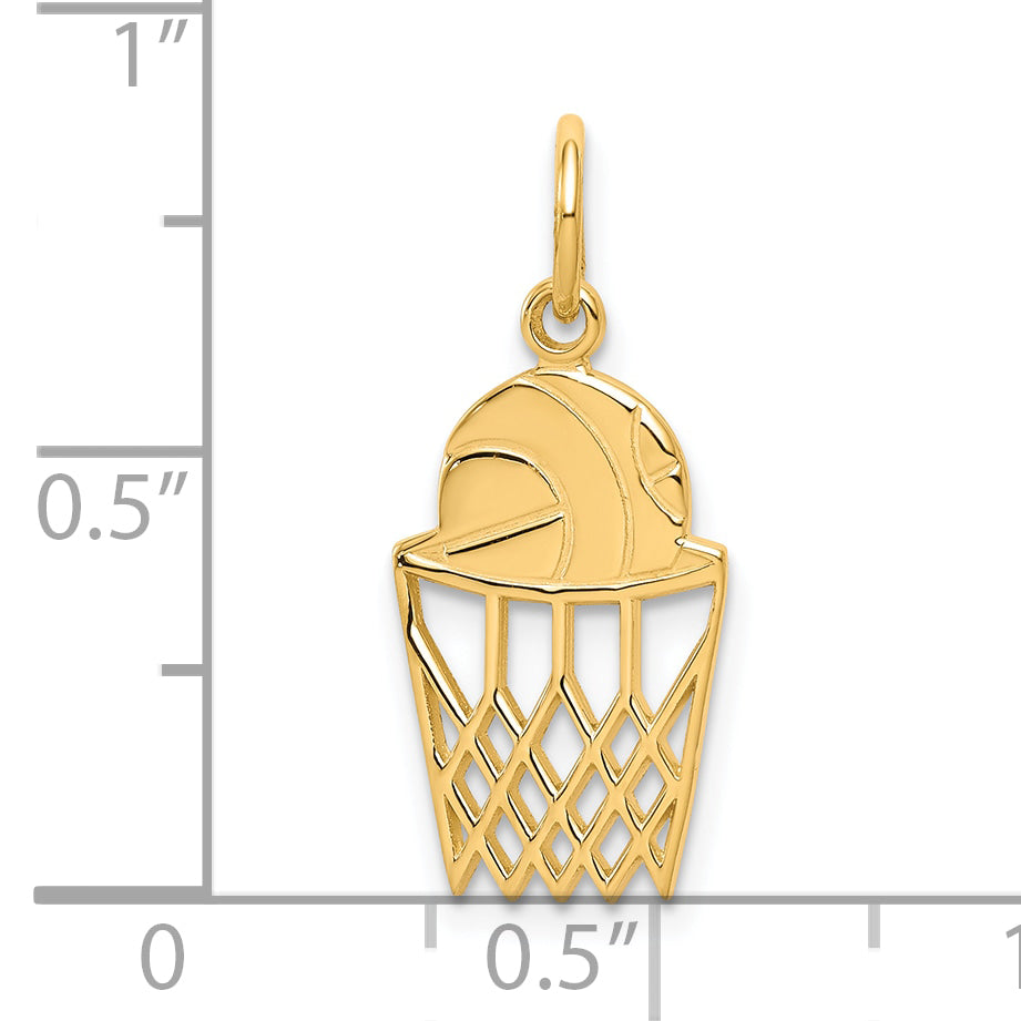 10K Gold Polished Basketball Charm  Solid, Themed Pendant