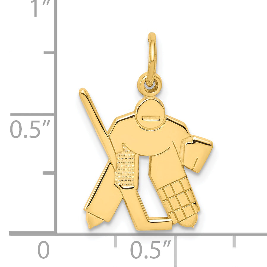 10K Gold Hockey Charm with Polished Finish Solid Design