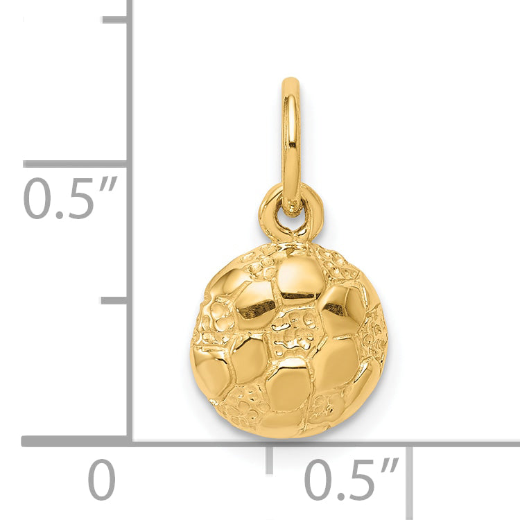 10K Yellow Gold Soccer Charm with Polished Finish Solid and Elegant Design