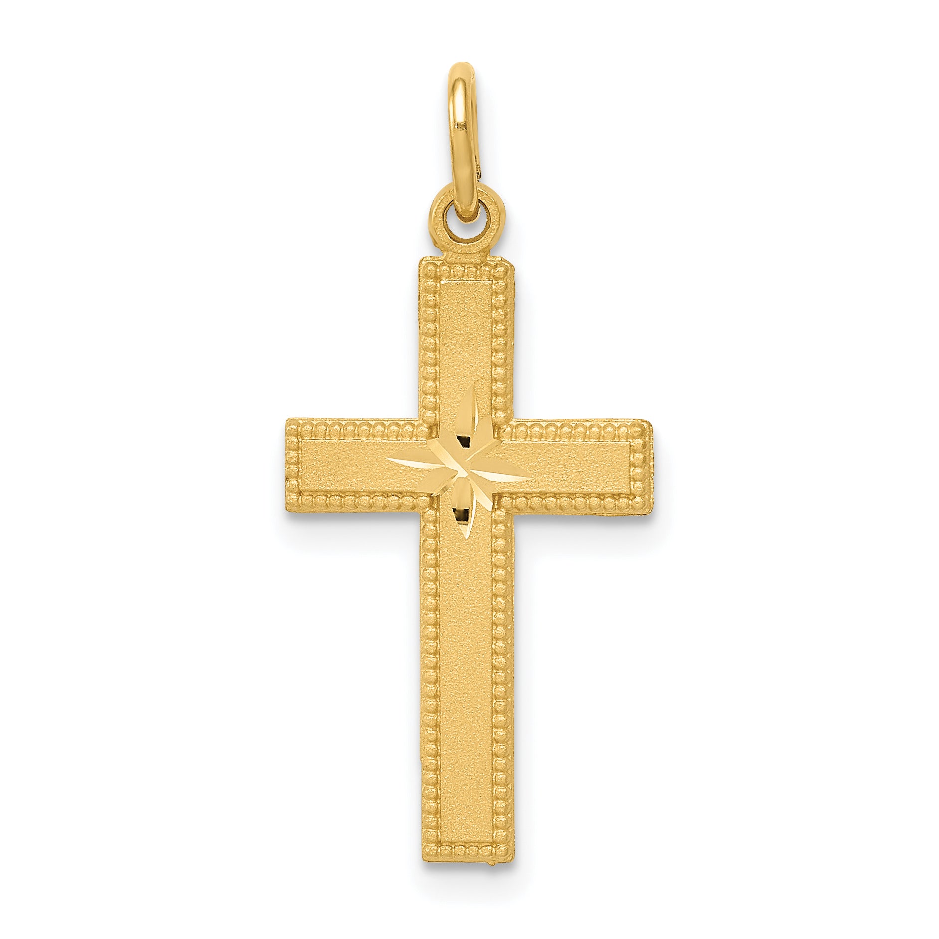 10k Diamond-cut Cross Pendant