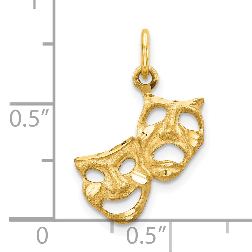 10K Gold Comedy/Tragedy Charm with Polished Solid Finish