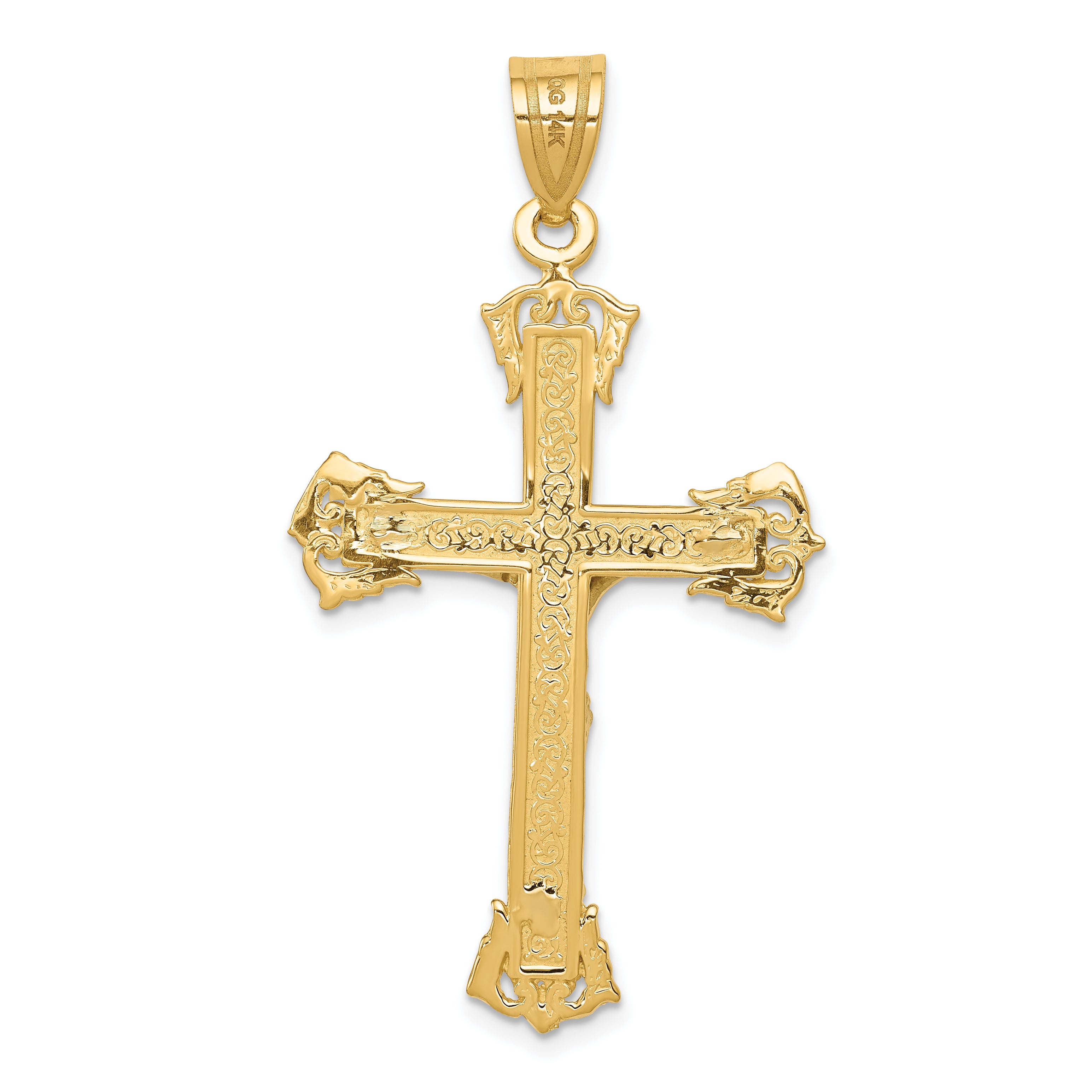 10k Two-tone Diamond-cut Crucifix Pendant