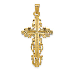 10k Two-tone Diamond-cut Crucifix Pendant