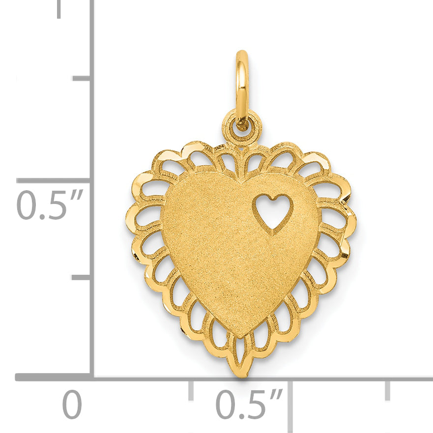 10K Gold Heart Charm with Polished Finish  Elegant Solid Design