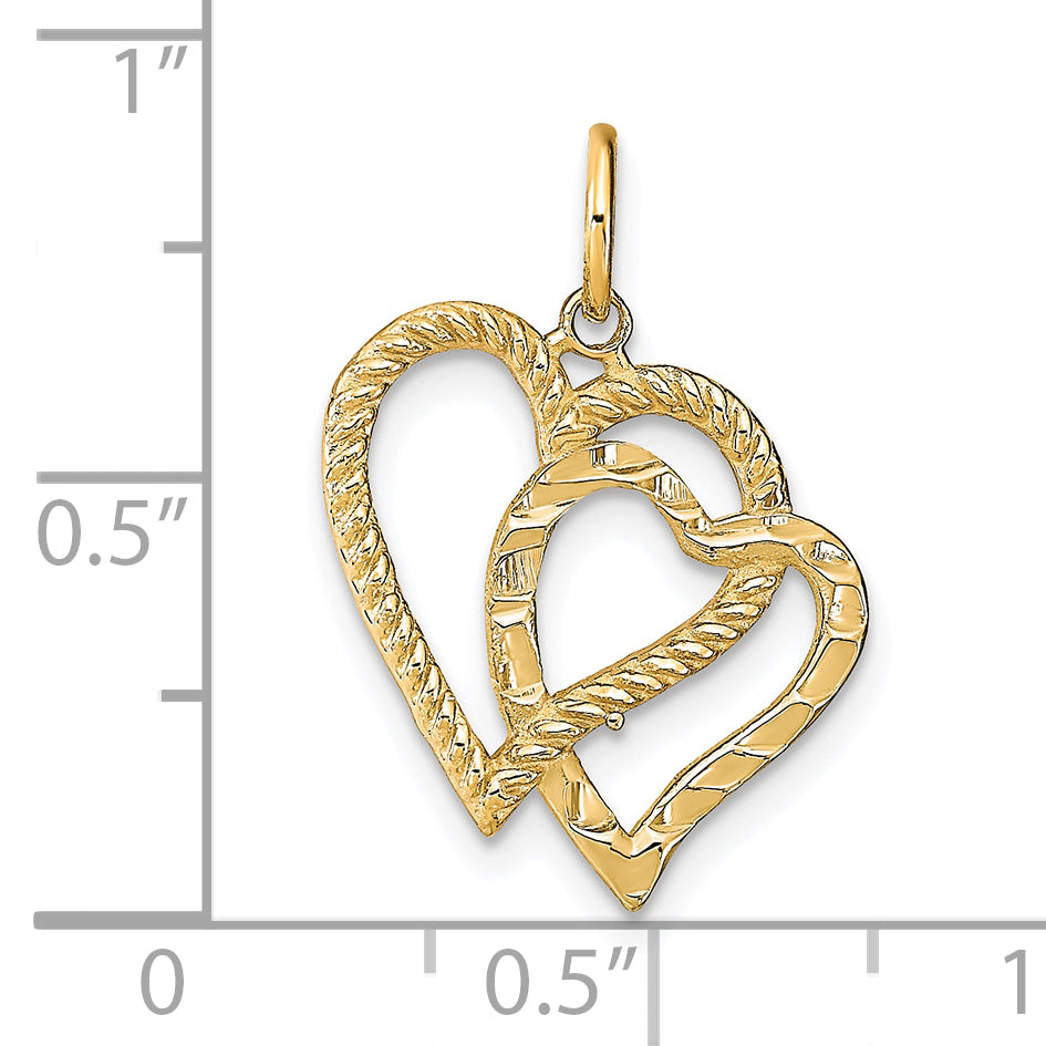 10K Yellow Gold Heart Charm Pendant with Solid Design 22mm Elegant Finish