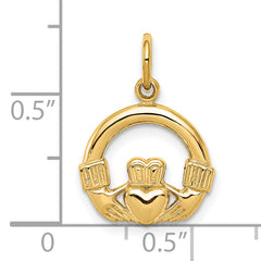 10K Gold Polished Claddagh Charm with Solid Elegant Design