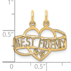 10K Yellow Gold BEST FRIEND Break-Apart Charm Polished 2-Piece Set