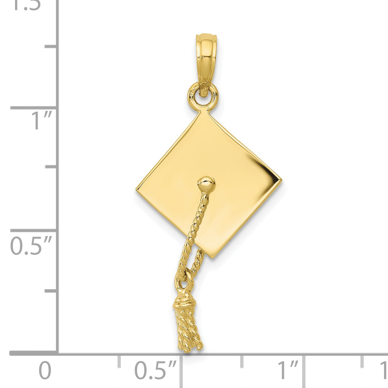 10k Solid Polished 3-D Graduation Cap Pendant