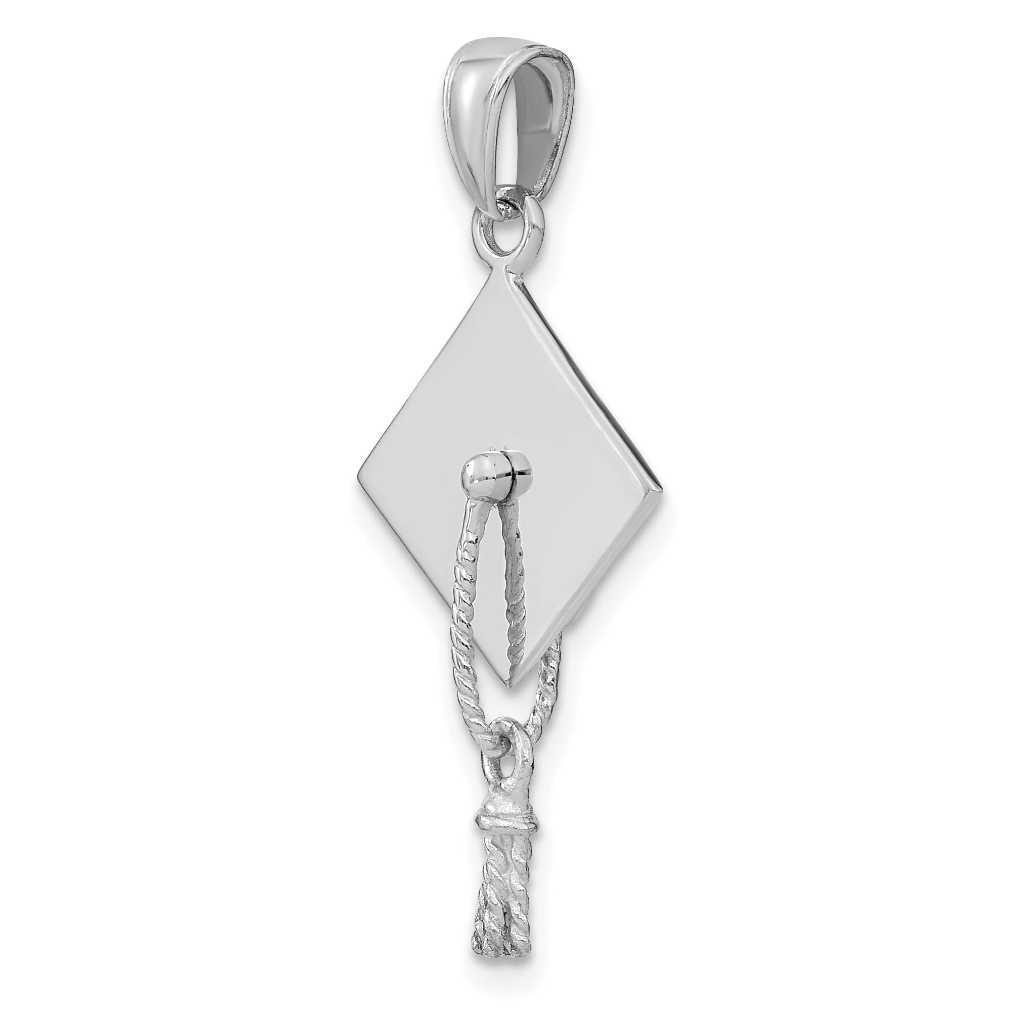 10K White Gold 3-D Graduation Cap w/ Moveable Tassle Charm