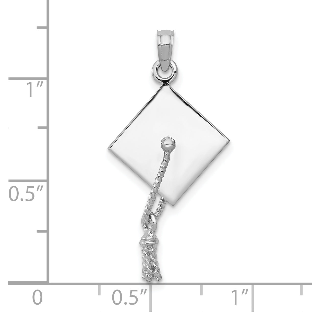 10K White Gold 3-D Graduation Cap w/ Moveable Tassle Charm