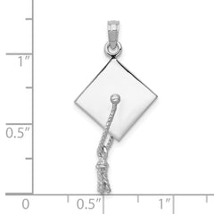 10K White Gold 3-D Graduation Cap w/ Moveable Tassle Charm