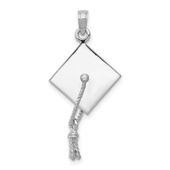 10K White Gold 3-D Graduation Cap w/ Moveable Tassle Charm