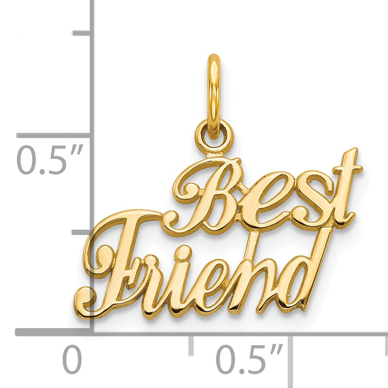 10K Gold BEST FRIEND Charm with Polished Finish Solid, Elegant Gift