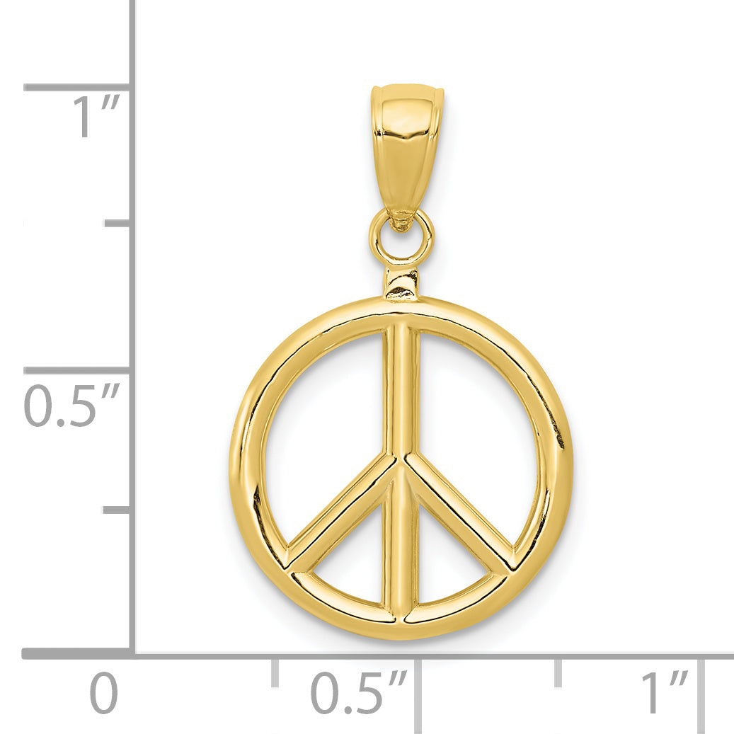 10K 3D Peace Symbol Pendant