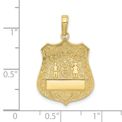 10k Large Police Badge Pendant