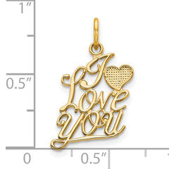 10K Gold Polished I LOVE YOU Charm Pendant Solid & Elegant Design