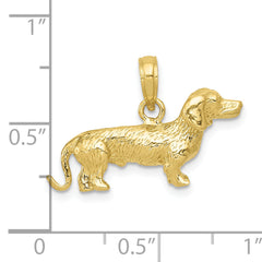 10k Solid Polished 3-Dimensional Wire Haired Dachshund Charm