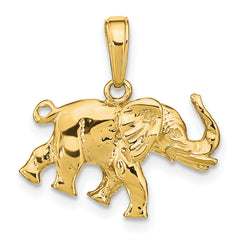 10K Satin 3-D Elephant Pendant