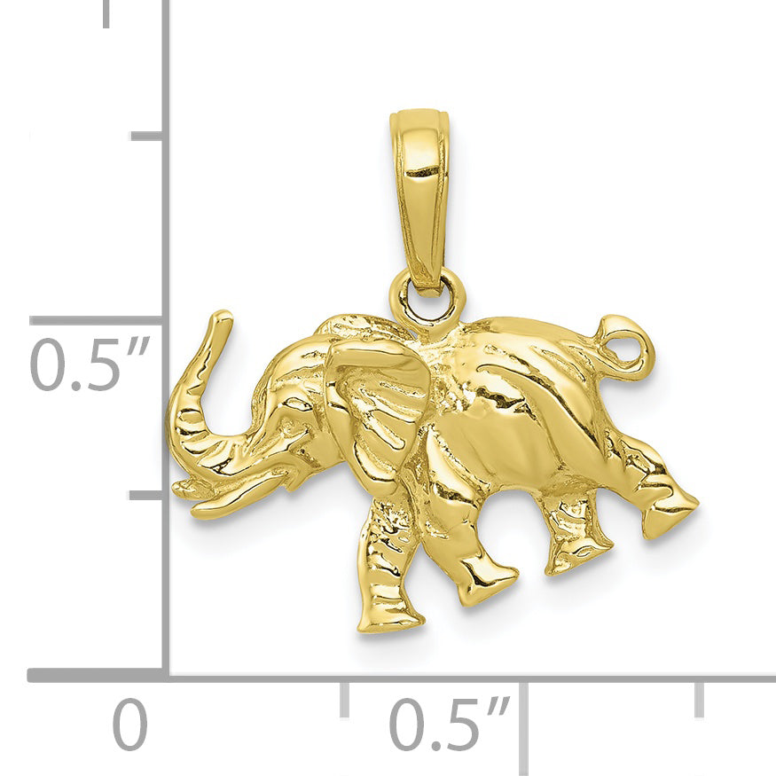 10K Satin 3-D Elephant Pendant