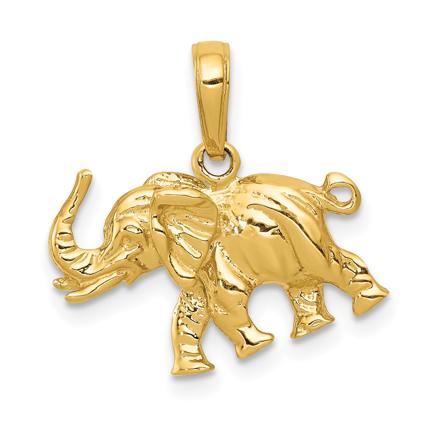 10K Satin 3-D Elephant Pendant