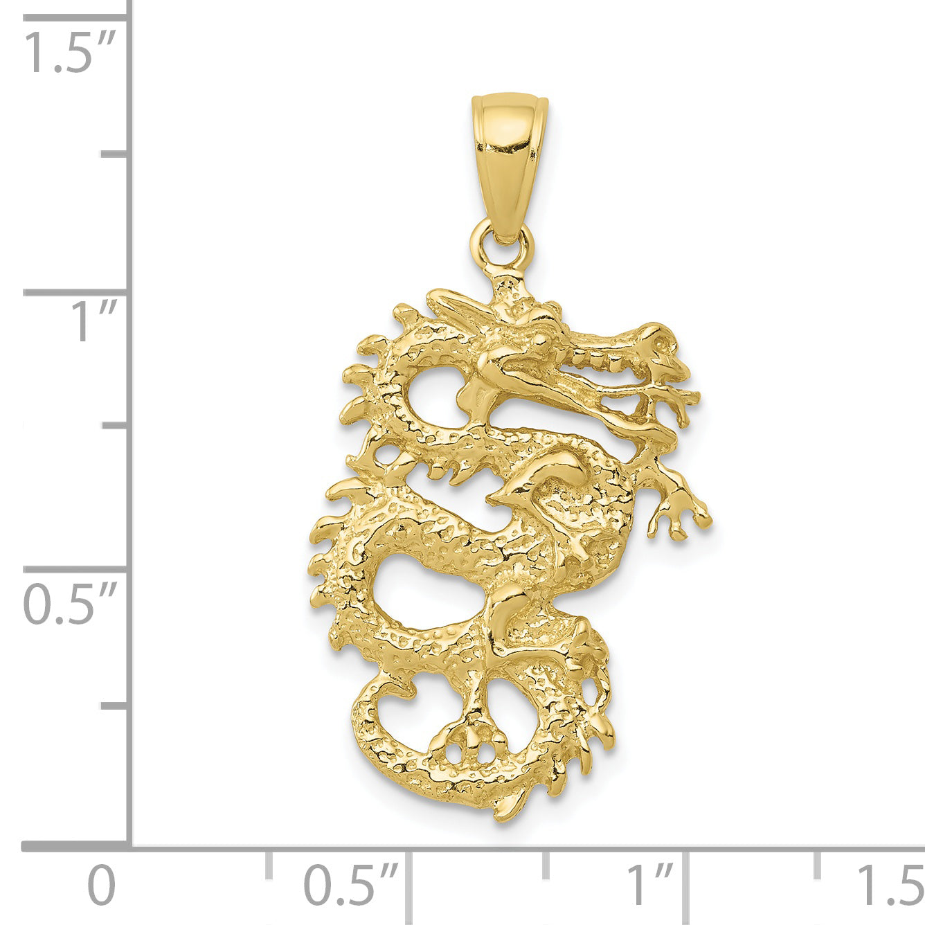 10k Solid 3-D Dragon Pendant