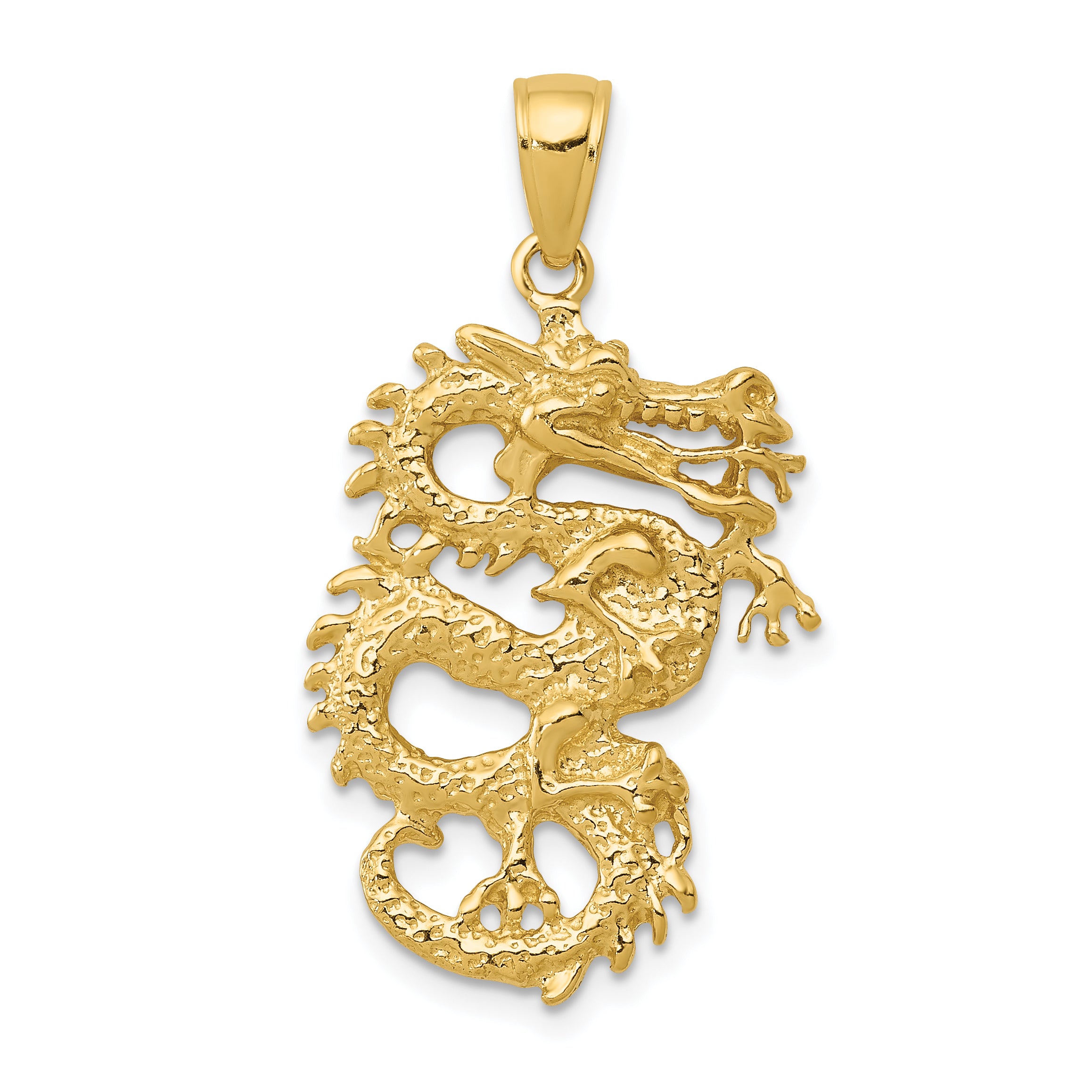 10k Solid 3-D Dragon Pendant