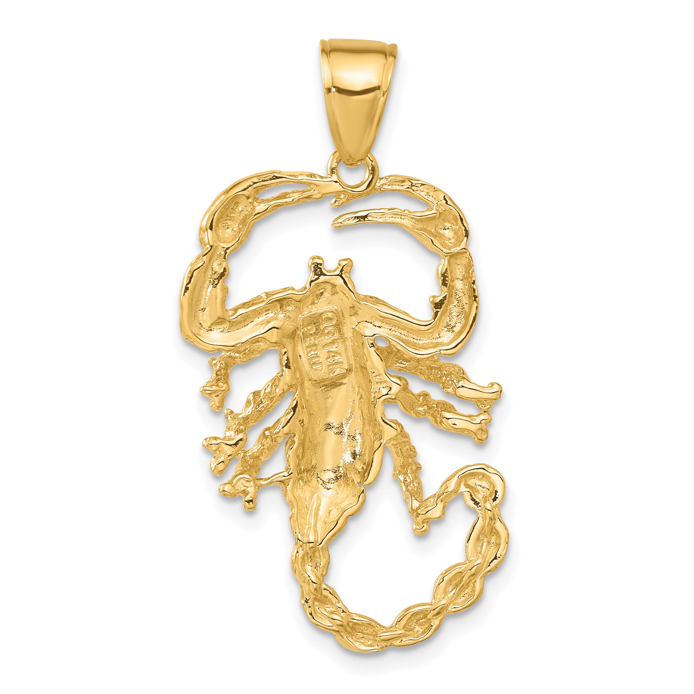 10k Solid Polished Open-Backed Scorpion Pendant