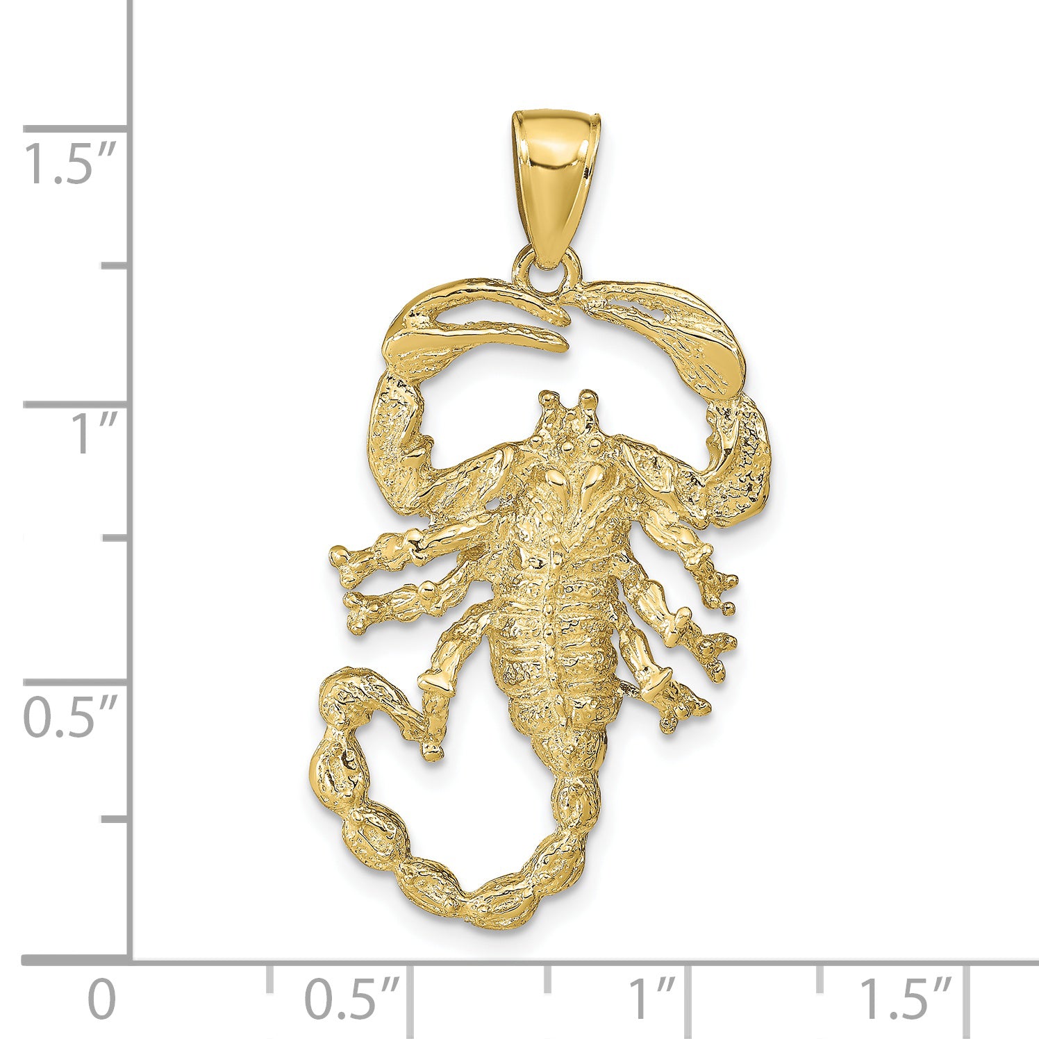 10k Solid Polished Open-Backed Scorpion Pendant