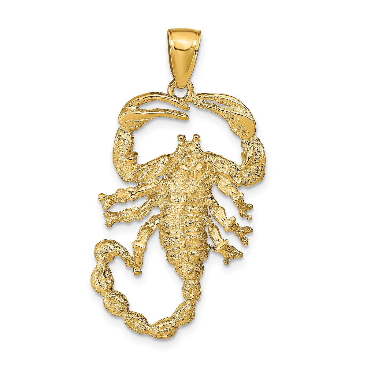 10k Solid Polished Open-Backed Scorpion Pendant