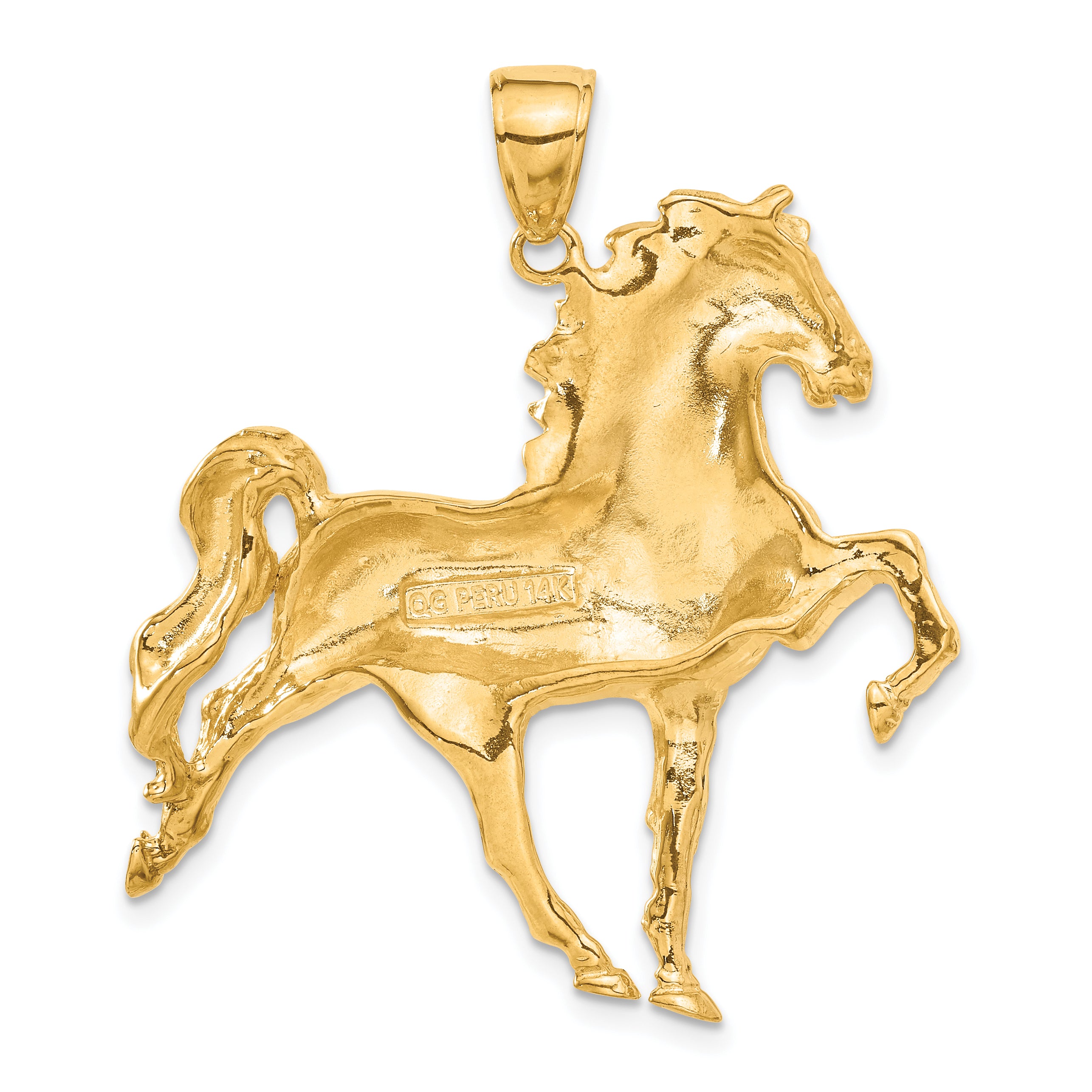 10k Solid Polished Open-Backed Horse Pendant