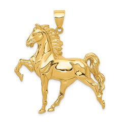 10k Solid Polished Open-Backed Horse Pendant