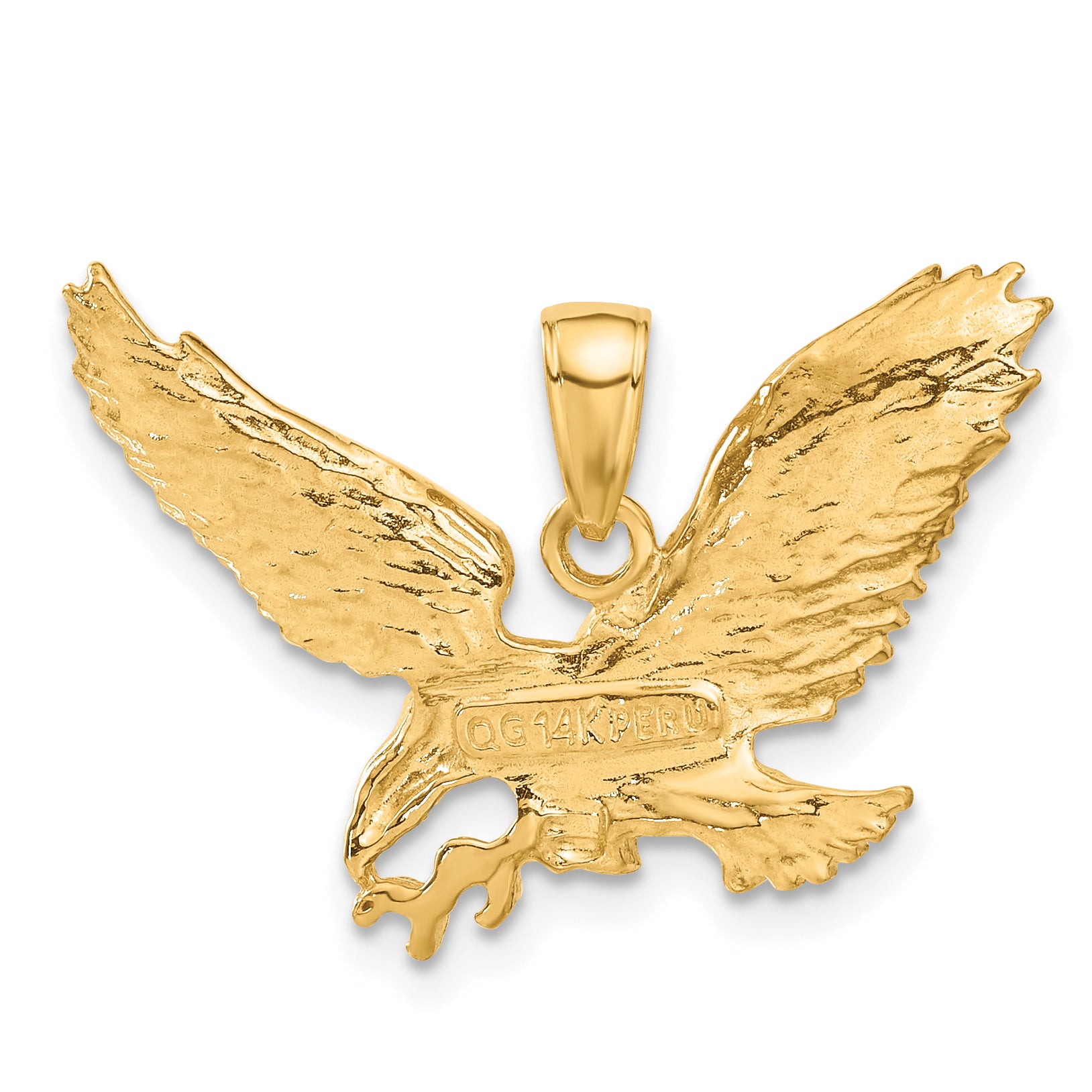 10k Solid Polished Eagle Pendant