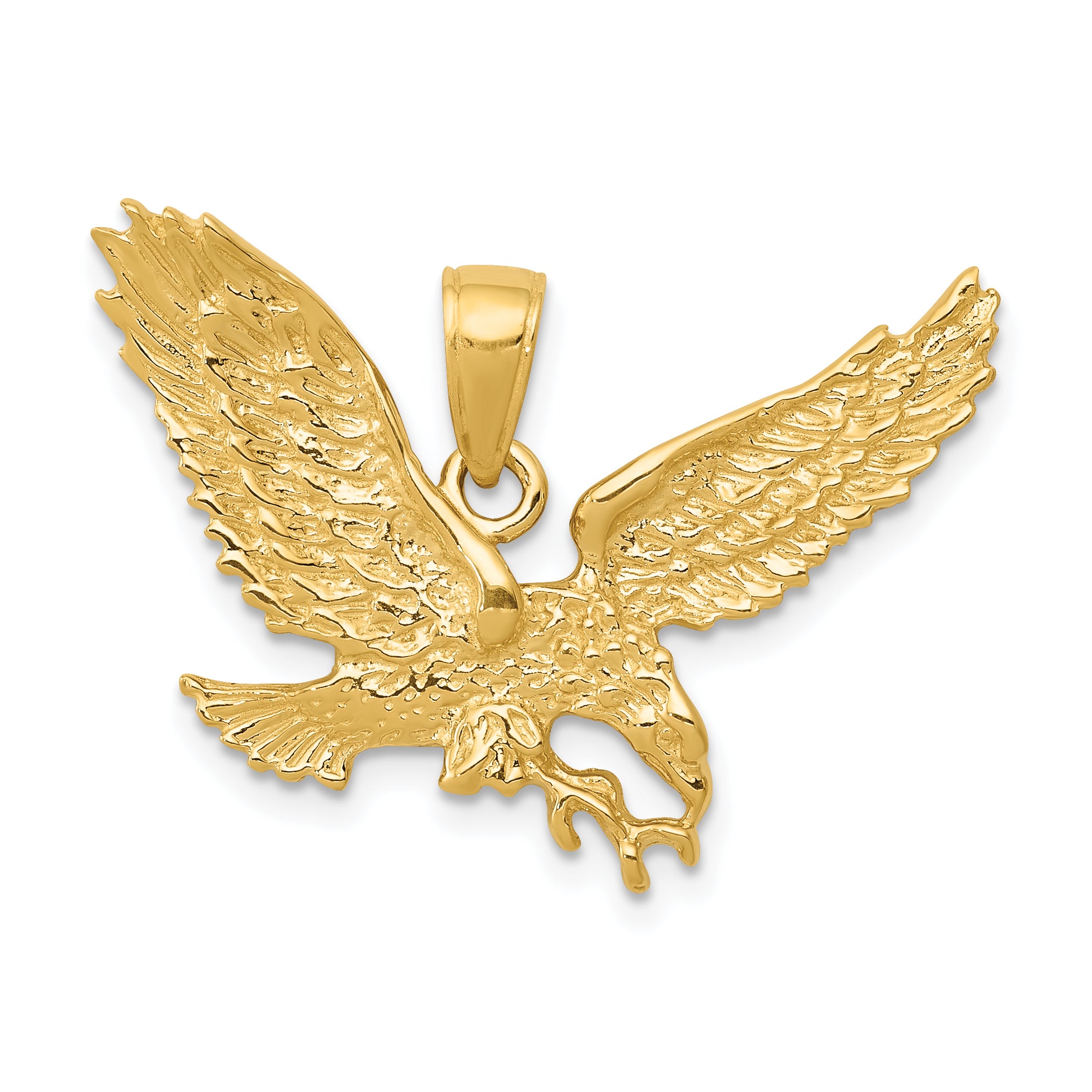 10k Solid Polished Eagle Pendant