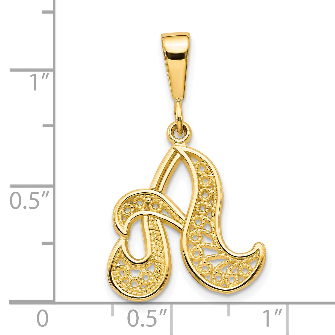 10k Filigree Initial A Pendant