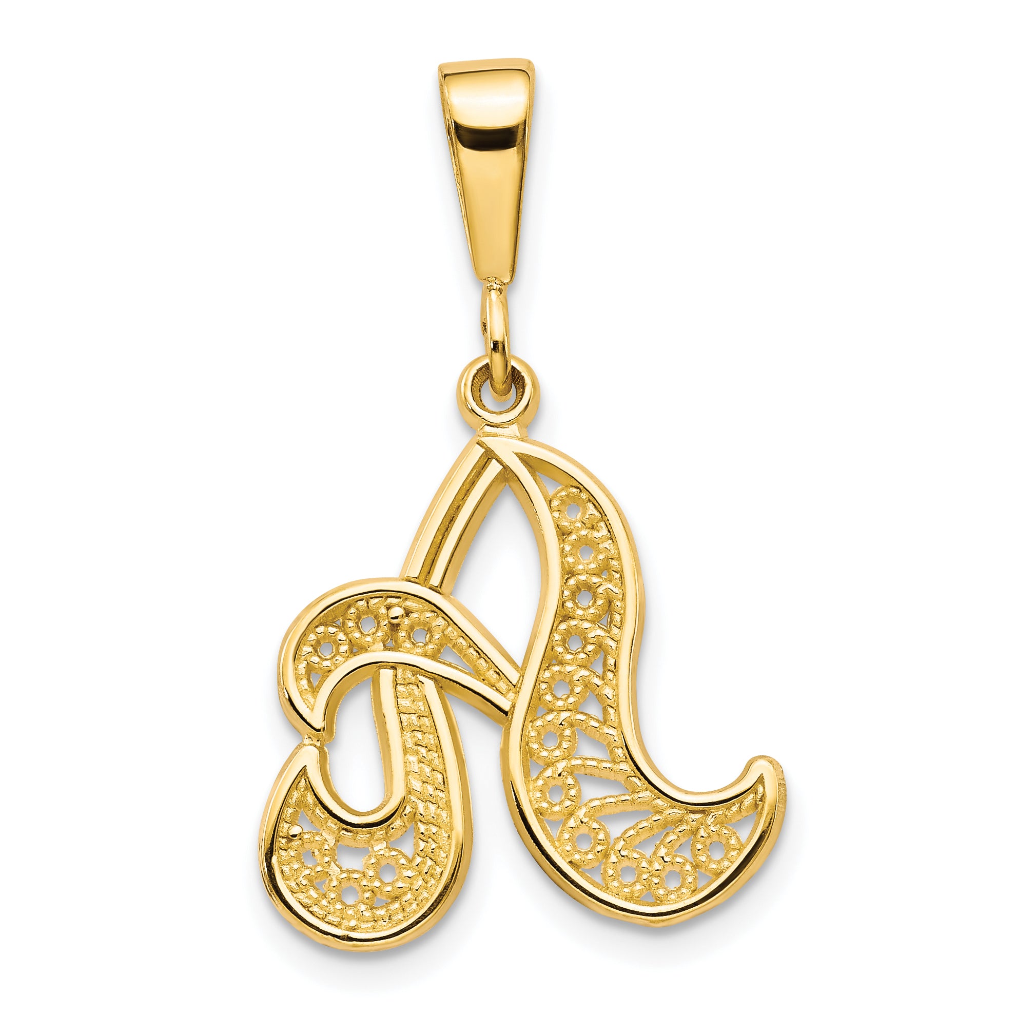 10k Filigree Initial A Pendant