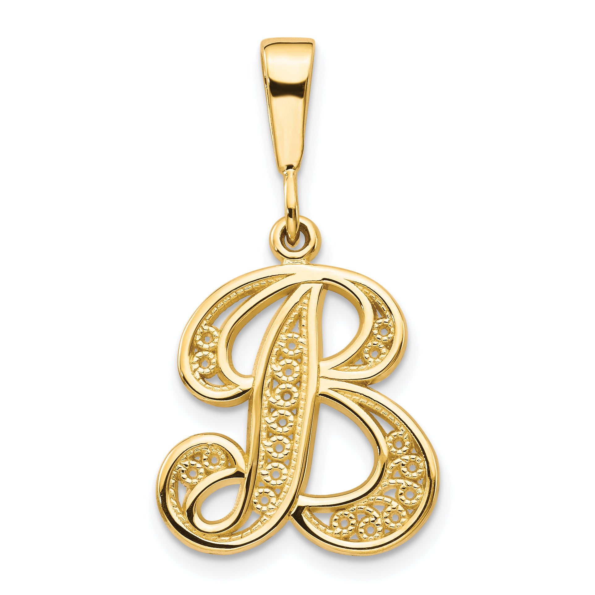 10k Filigree Initial B Pendant