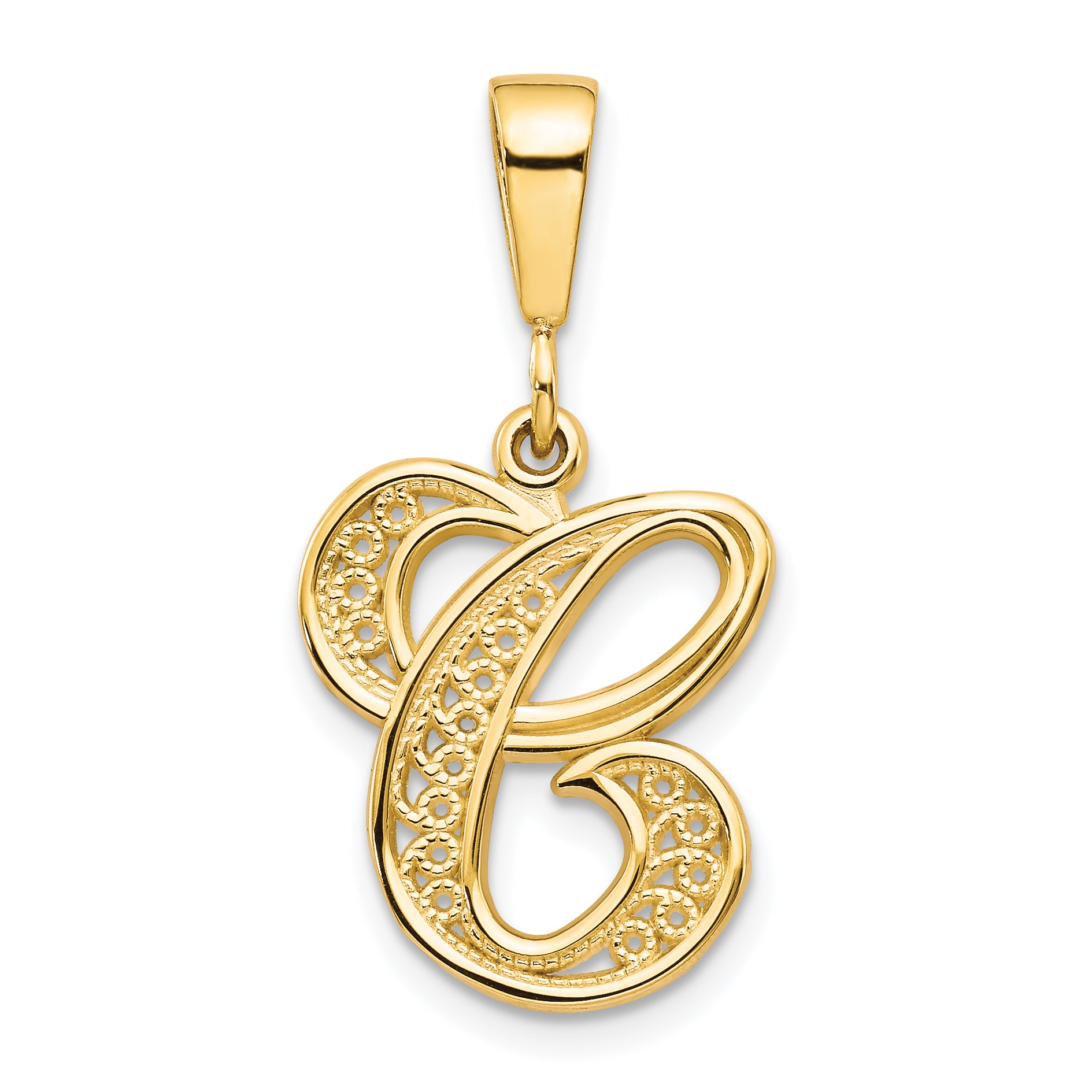 10k Filigree Initial C Pendant