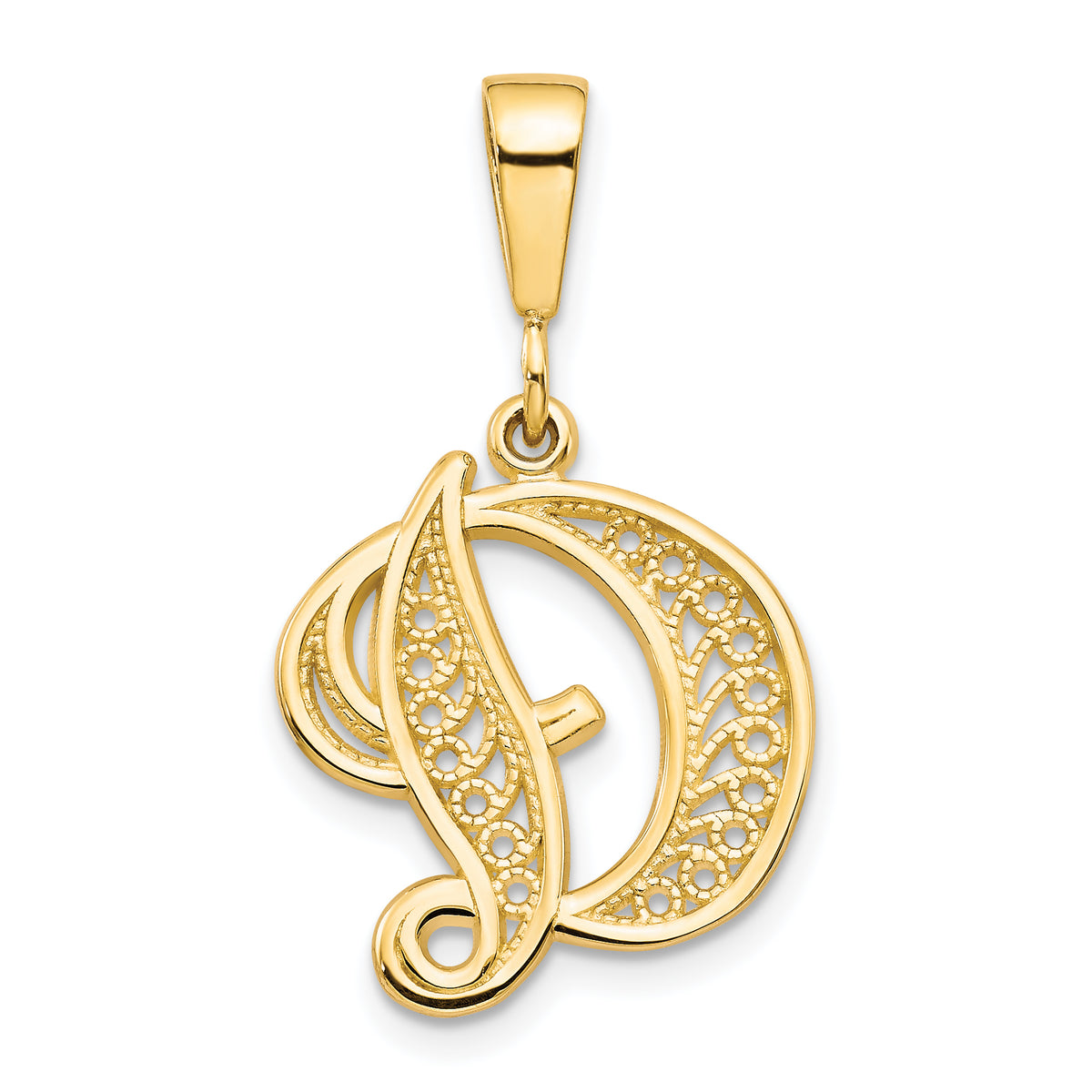 10k Filigree Initial D Pendant