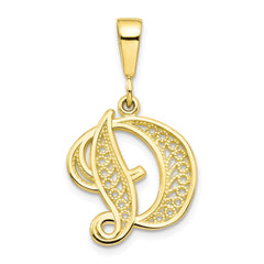 10K Gold Filigree Initial D Pendant Elegant and Timeless Design